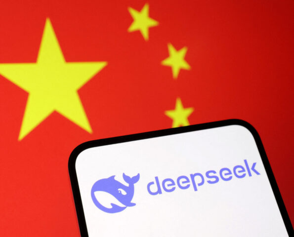 Deepseek logo and the Chinese flag are seen in this illustration taken January 27, 2025. REUTERS/Dado Ruvic/Illustration